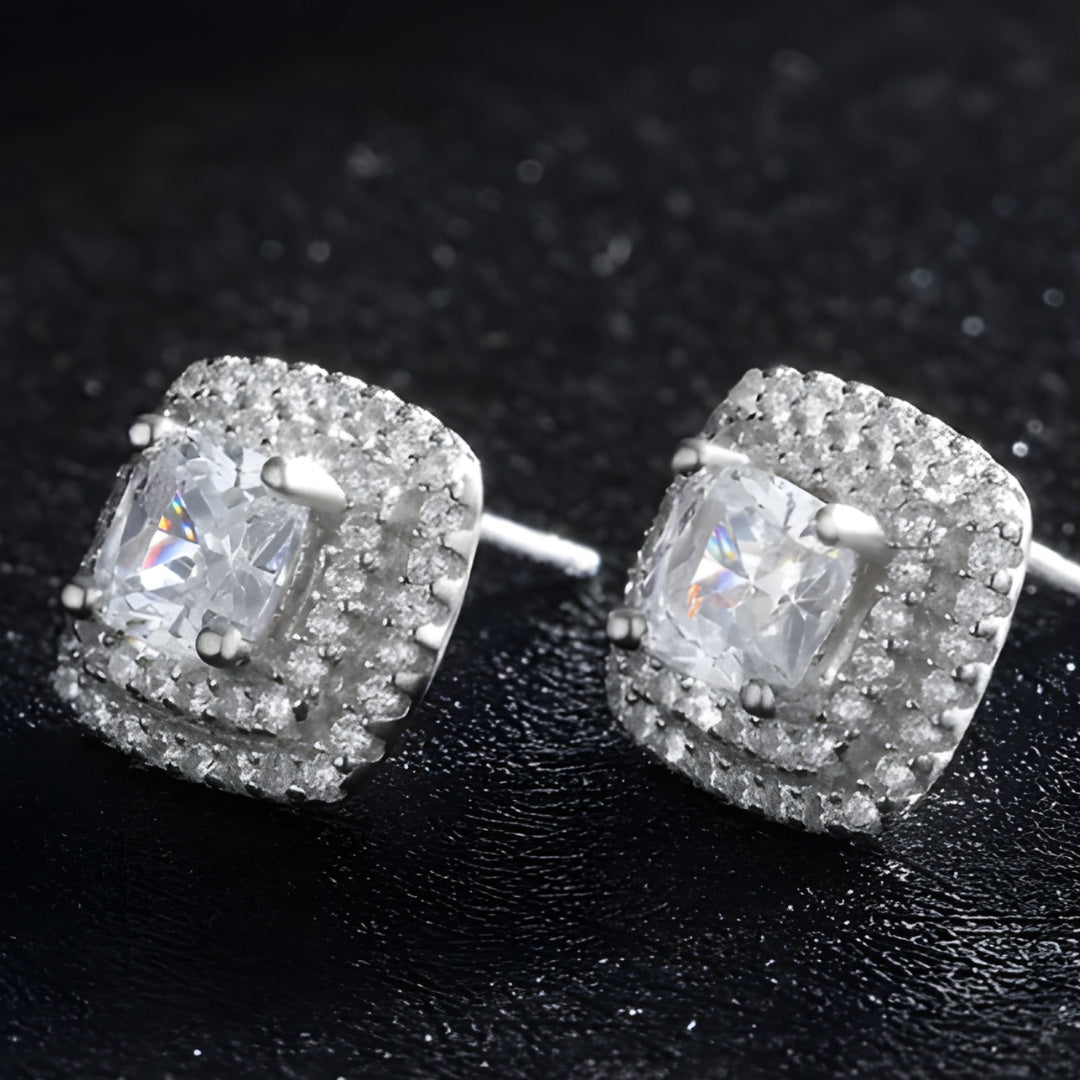Cushion Halo Sparkle Earrings