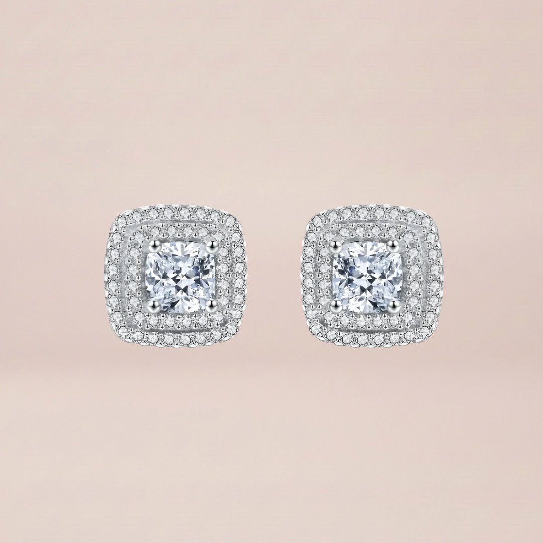 Cushion Halo Sparkle Earrings