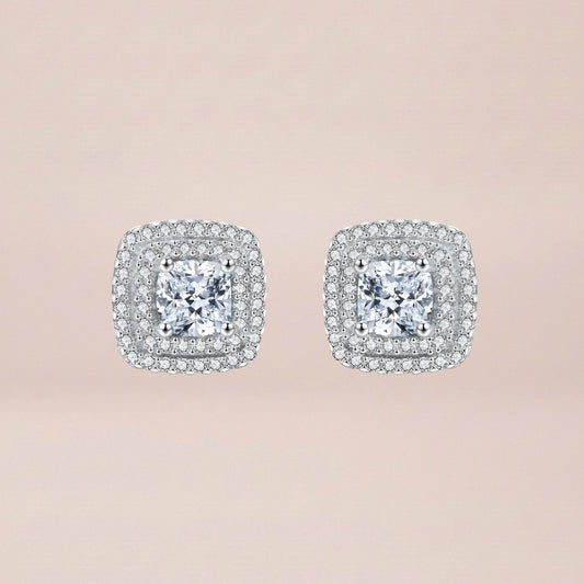 Cushion Halo Sparkle Earrings