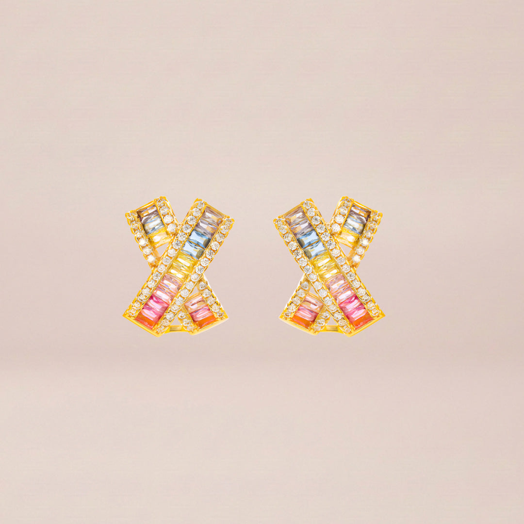 Rainbow Crisscross Crystal Earrings