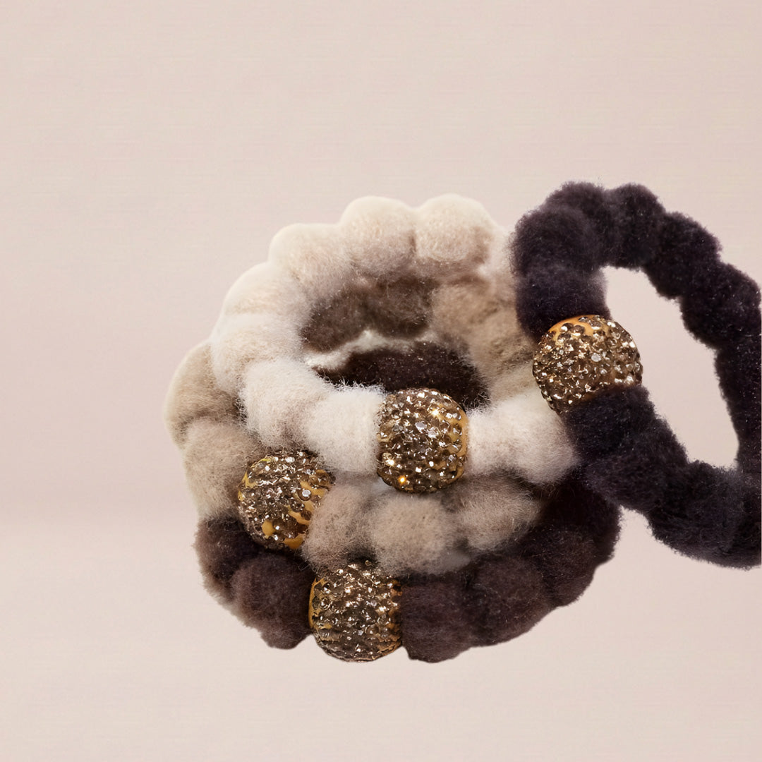 Plush Glam Bead Hair Tie Set