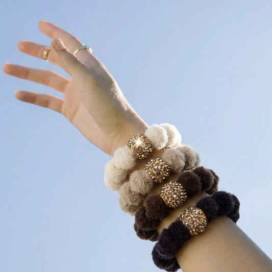 Plush Glam Bead Hair Tie Set