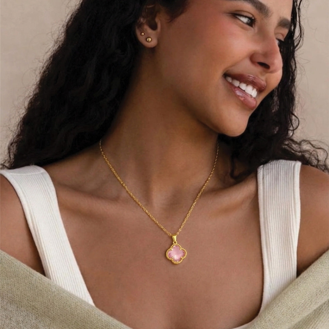 Blush Fortune Clover Necklace