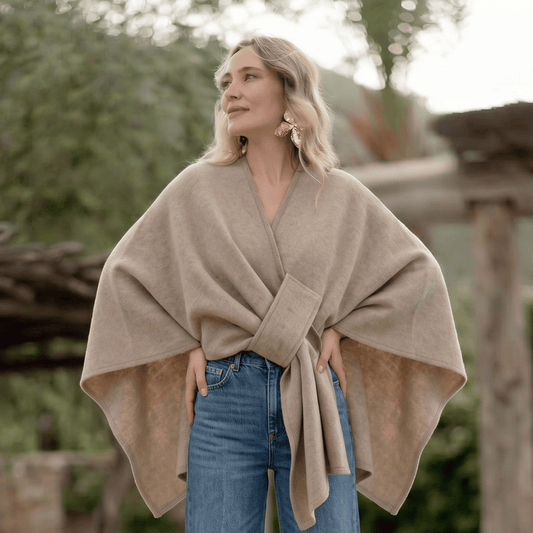 The Stone Taupe Acrylic Poncho