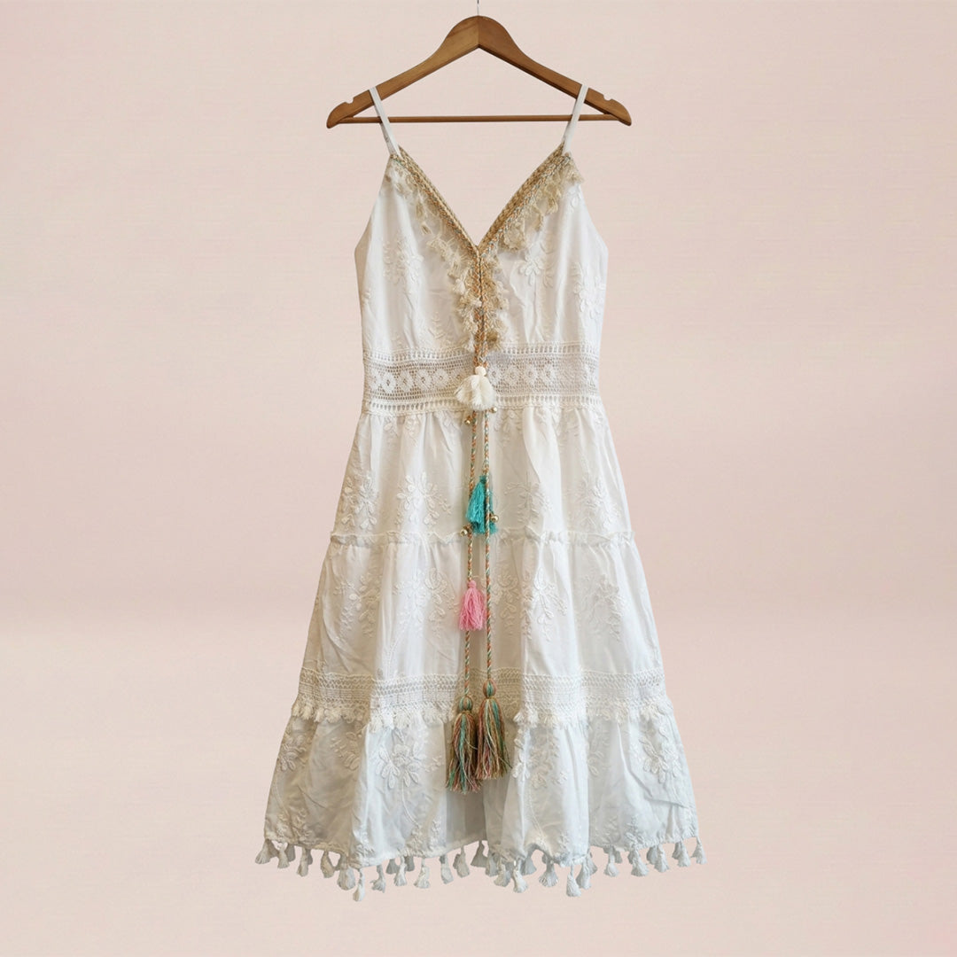 Santorini Lace Tassel Dress